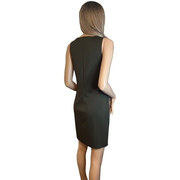 Mango Sheath Dress Dark Olive Green Sleeveless Body Hugging Design Pullover - Picture 6 of 16